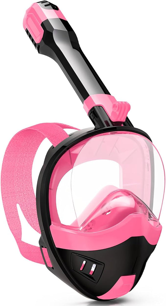 Full Face Snorkel Mask, Snorkeling Gear for Adults Kids with Latest Dry Top Breathing System and Detachable Camera Mount, with 180 Degree Panoramic View