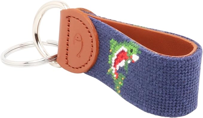 Leather Hand-Stitched Needlepoint Key Fob or Key Chain