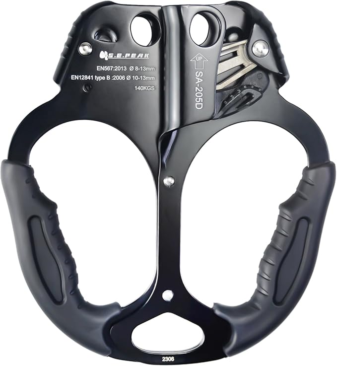 UIAA & CE Certified Climbing Rappelling Equip Hand Ascender Left Right Hand for 8-13mm Rope 4kN