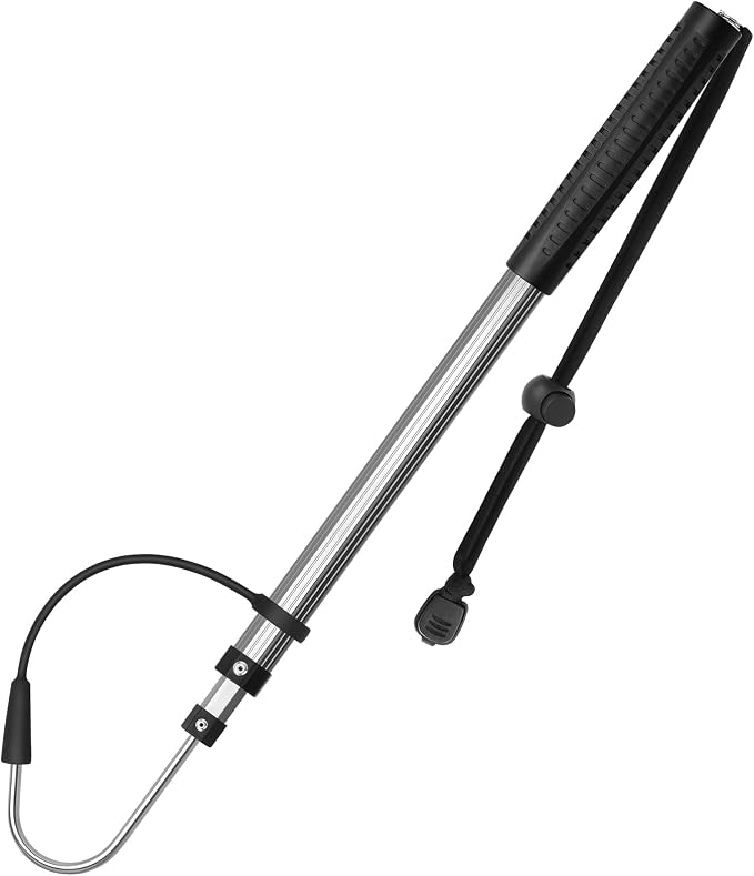 SANLIKE Telescopic Fishing Gaff Aluminum Pole with Nonslip Rubber Handle Stainless Steel M8 Screw Hook