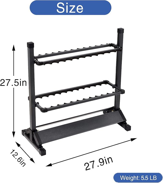 JOYWAVE Aluminium Fishing Rod Holders, Portable Fishing Rod Rack, Holds Up to 24 Rods, Modern Matte Black, 27.9x12.6x27.5 inches