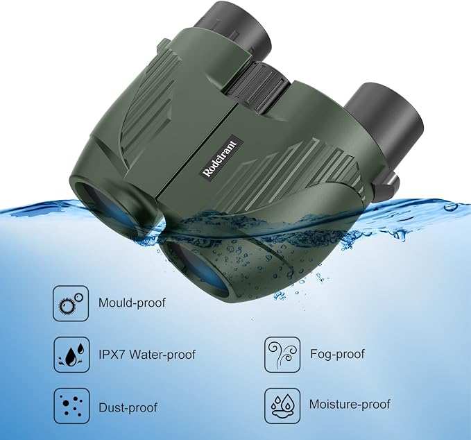 20x25 High Powered Binoculars for Adults,Compact HD Waterproof Durable and Clear BAK4 Prism FMC Lens,Suitable for Bird Watching,Sightseeing and Outdoor Sports,Green