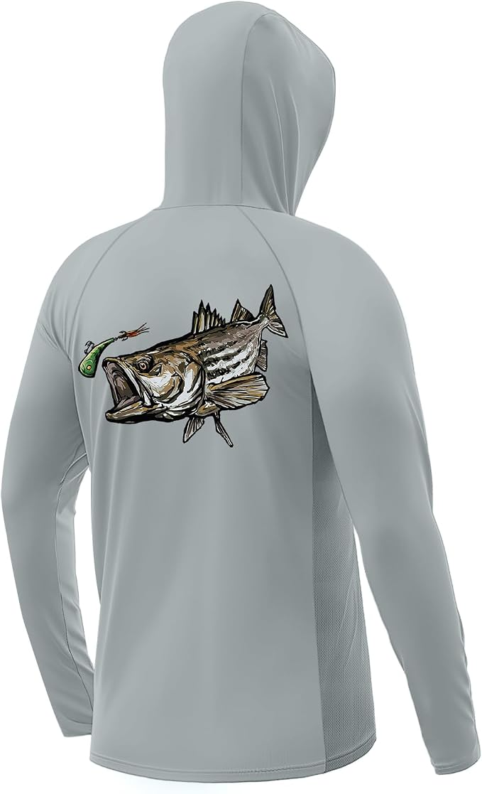 Palmyth Fishing Hoodie for Men Long Sleeve Sun Protection UV UPF 50+ Shirts | Hidden Zipper Pocket, Thumb Loops, Quick-Dry, Side Mesh Panels, Lens Cleaning Cloth, 4-Way Stretch