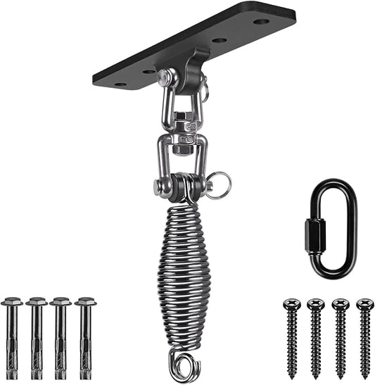 Dolibest Hanging Kits Hammock Chair Hardware, Heavy Duty Swing Hanger with Spring (6MM) for Indoor Outdoor Playground Hanging Chair Hammock Chair Punching Bags, 4 Screws, 4 Expansion Screws