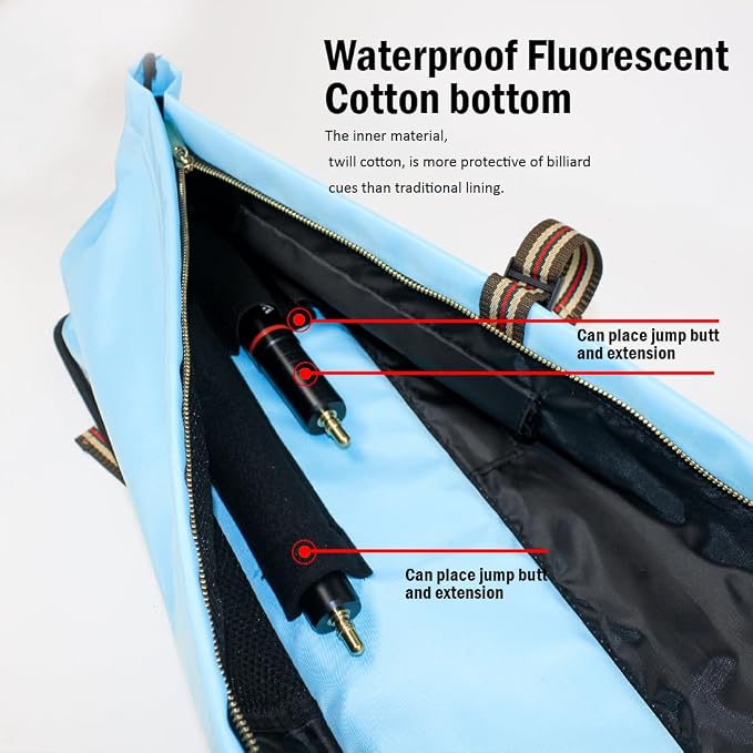 Pool Cue Case 3x4,Pool Stick Case 3 Sticks with Accessory Zipper Pockets,Cue Stick Case with Shoulder Strap Handle,Billiard Pool Cue Carrying Case with Large Front Accessory Pocket