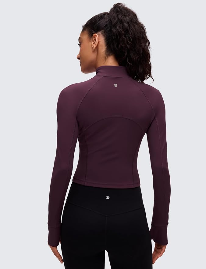 CRZ YOGA Butterluxe Half Zip Long Sleeve Shirts for Women - Workout Athletic Yoga Tops Crop Collared Quarter Zipper T-Shirt
