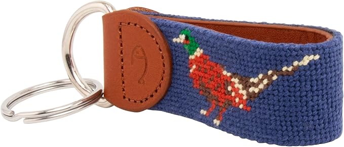 Leather Hand-Stitched Needlepoint Key Fob or Key Chain