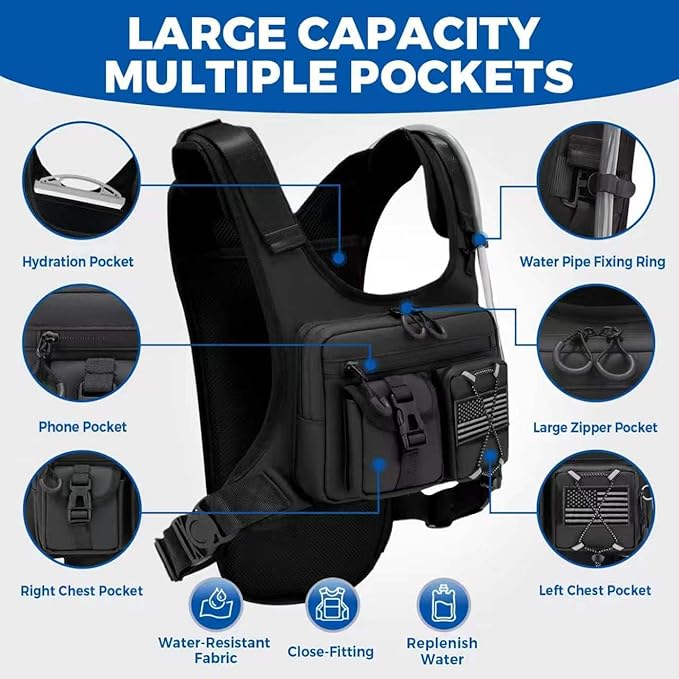 Criuage USA Patent Running Hydration Vest Backpack, Lightweight Chest Pack with 2.0L Water Bladder Bag Daypack for Hiking Running Cycling Race Marathon for Women Men