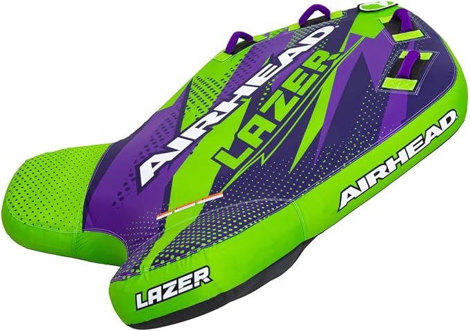 Airhead Slice Towable 2-4 Rider Models, Tube for Boating and Water Sports, Heavy Duty Full Nylon Cover with Zipper, EVA Foam Pads, and Patented Speed Safety Valve for Easy Inflating & Deflating