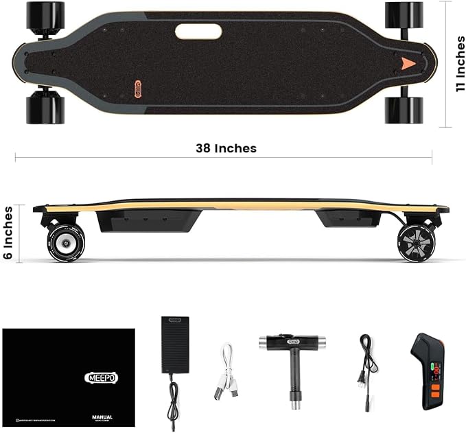 MEEPO Campus V3 Series/Envy Electric Skateboard with Remote, Top Speed Up to 29 Mph, 4 Speed Smooth Braking, Easy Carry Handle Design, Suitable for Adults & Teens