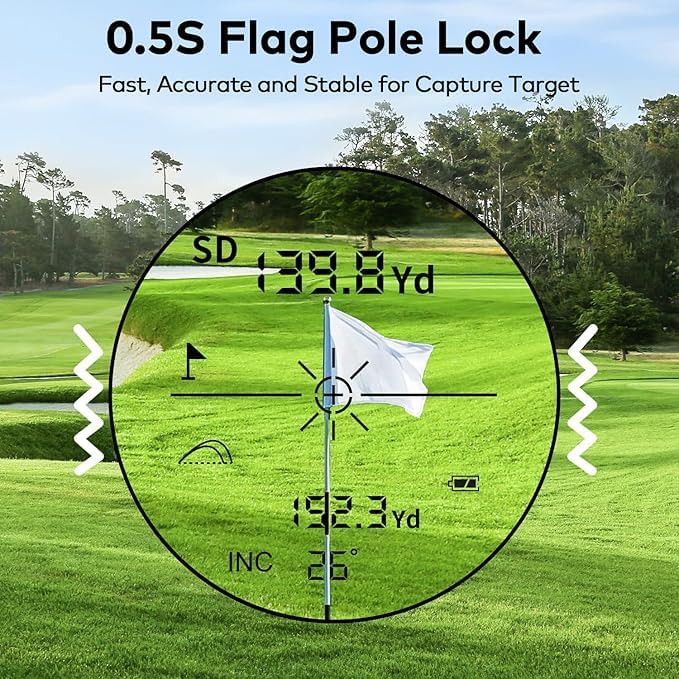 Golf Range Finder with Slope, 1200 Yards Rechargeable Range Finder Golf, 7X Magnification, Flag Lock Vibration, Magnetic Mount,±0.5 Yard Accuracy, Waterproof, Ideal for Golfing & Hunting