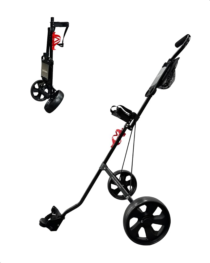 Caddytek CaddyLite 5.8 Deluxe Golf Pull Cart - Lightweight Folding 2 Wheel Golf Cart with Compact Design, Ergonomic Handle, Maintenance-Free Wheels, Mesh Net Storage, Portable and Trunk Friendly