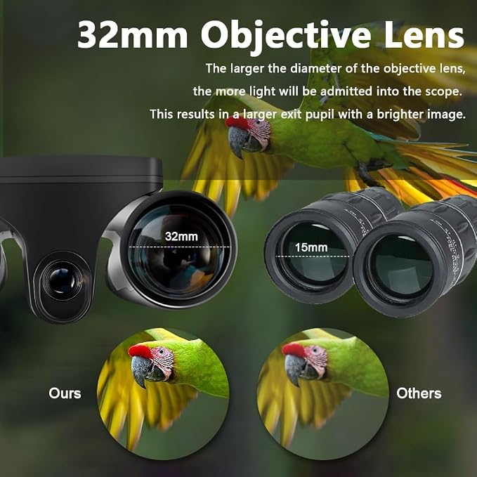 2.4" LCD Digital Binoculars with Camera for Adults, 12x32 Video Photo Recoder 48MP 2.5K for Bird Watching Hunting Concerts and Sports Game with 32GB Cards