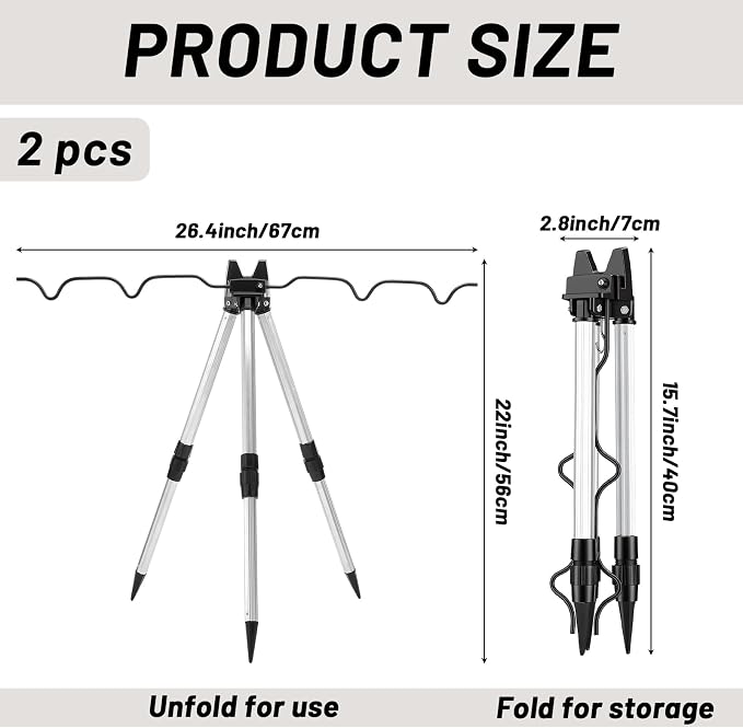 2 Pcs Portable Fishing Rod Holder for Ground Aluminum Alloy Bank Fishing Pole Holders Rack with Lock Banking Fish Rod Holder Pole Stand Fish Accessory Gift for Men Outdoor