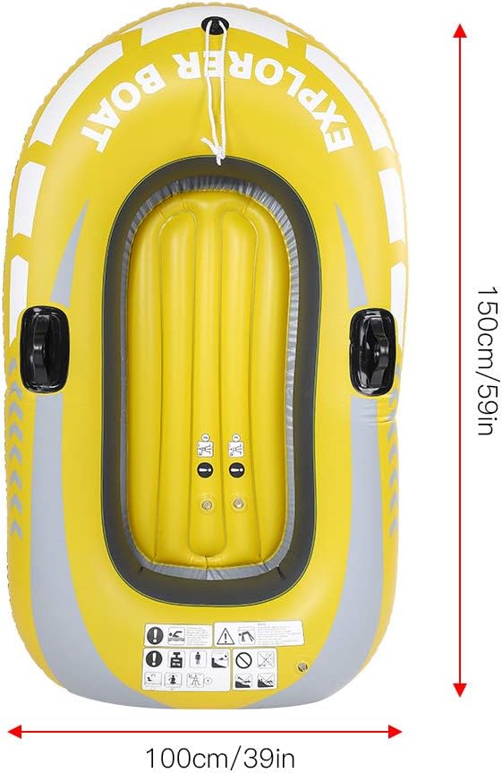 Thicken Raft Inflatable Kayak Inflatable Boat Canoe-1 Person Inflatable Fishing Boat Floaties Kayak Yellow PVC Boat Touring Kayak Swimming Pool Lake Toys for Adults