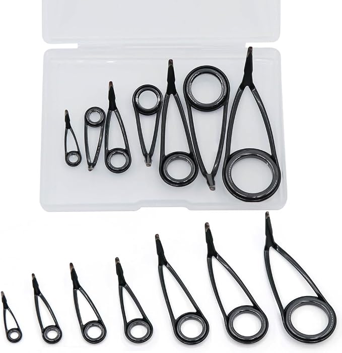 9KM DWLIFE Fishing Rod Repair Kit (50/100/120Pcs), Fishing Rod Guides with Zirconia Inserts, Spinning & Casting Rod Eyelets Replacement, Fishing Pole Repair Parts for Saltwater Freshwater