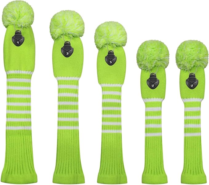 Scott Edward Golf Headcover Set of 5 PCS, Driver Wood Cover *1, Fairway Wood Cover *2, Hybrid Cover * 2, with Rotating Number Tags