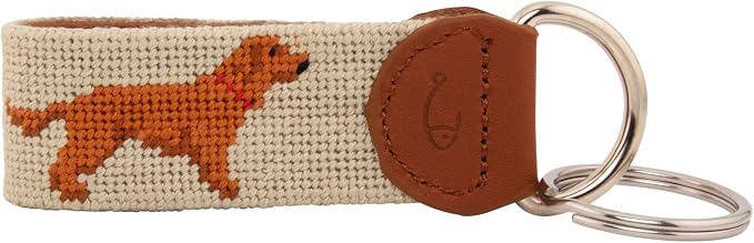 Leather Hand-Stitched Needlepoint Key Fob or Key Chain
