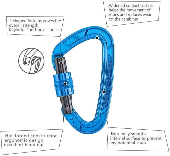 KAILAS Locking Carabiner CE Certified Oval Constructed Rock Climbing Mountaineering Rescure Standard Alumimun 25KN