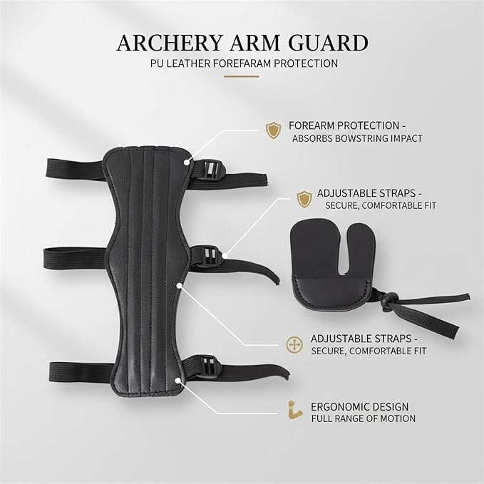 Archery Arm Guard PU Leather Forearm Protection for Bow String Slap (1 PC)
