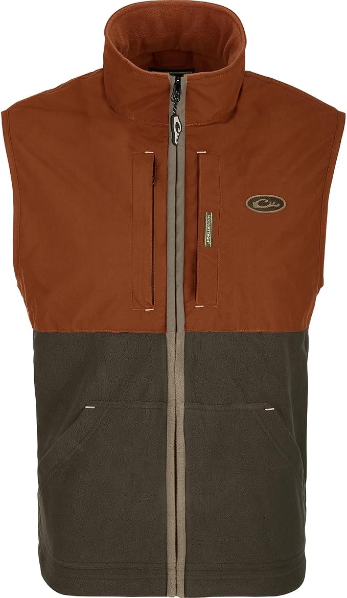 Drake Waterfowl Men's Eqwader Fleece Lined Hunting Vest | Waterproof Windproof Breathable Moisture-Wicking Sleeveless Jacket w/Taped Seams & Magnattach Pocket