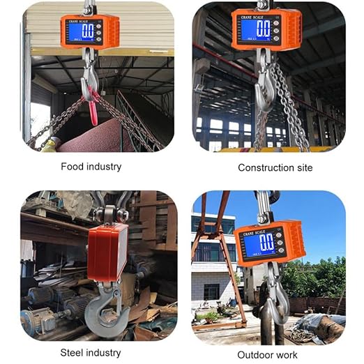Geevorks Digital Hanging Scales Portable Heavy Duty Crane Scale,Industrial Precision Digital Hanging Scale1000KG (2204lbs),LCD Backlight,with Unit Change/Data Hold/Tare/Zero