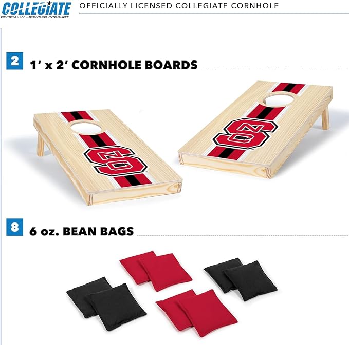 Wild Sports College Portable Size 1' x 2' Solid Wood Cornhole Set with Direct Print HD Team Graphics – Travel Size
