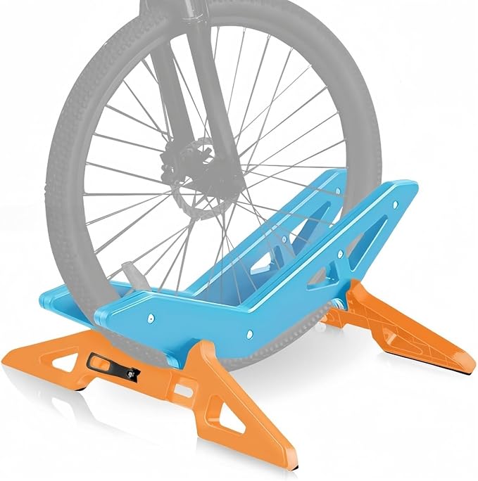 Bike Stand Portable Floor Rack, Blue Orange | Adjustable, Fits 20"-29" Bicycles, Mountain Road Bicycle, Home Garage Parking
