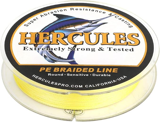HERCULES Cost-Effective Super Strong 4 Strands Braided Fishing Line 6LB to 100LB Test for Salt-Water, 109/328 / 547/1094 Yards (100M / 300M / 500M / 1000M), Diam# 0.08MM - 0.55MM, Hi-Grade