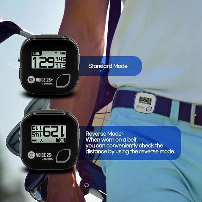 GOLFBUDDY Voice 2S+ Talking GPS Rangefinder, Clip on Hat Golf Navigation, Slope Mode on/Off, 18 Hours Battery Life, Shot Distance Measurement, Preloaded with 40,000 Courses Worldwide (Black)