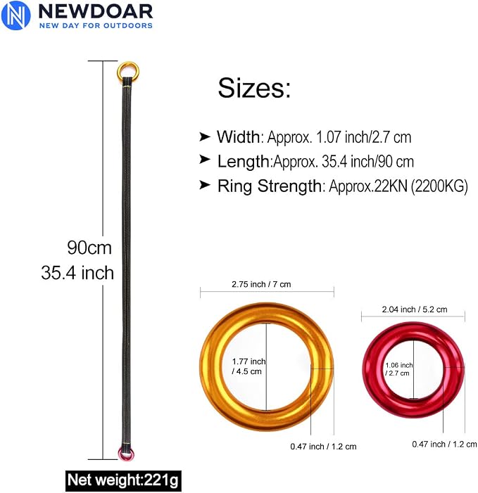 NewDoar Tree Arborist Friction Saver 22KN Climbing Cambium Saver Loop Belt Sling Retrievable Anchor 35.4 inch/43 inch
