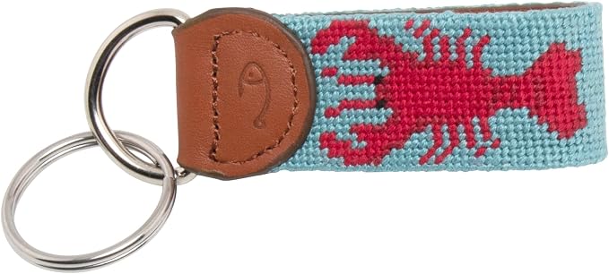 Leather Hand-Stitched Needlepoint Key Fob or Key Chain