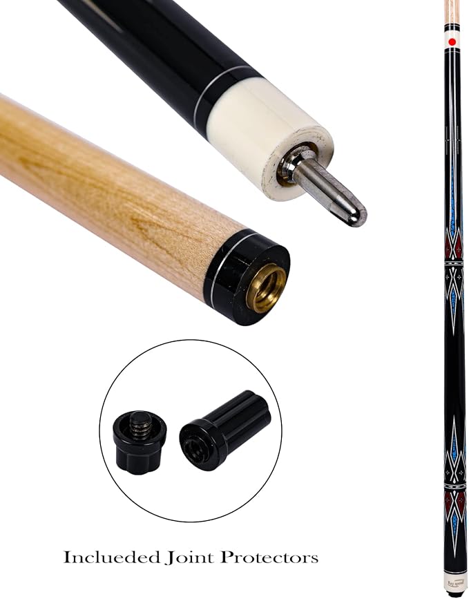 Pool Cue Stick with Hard Case Hardwood Canadian Maple Professional Billiard Pool Stick 58" 2-Pieces 19/20oz Pool Stick Set