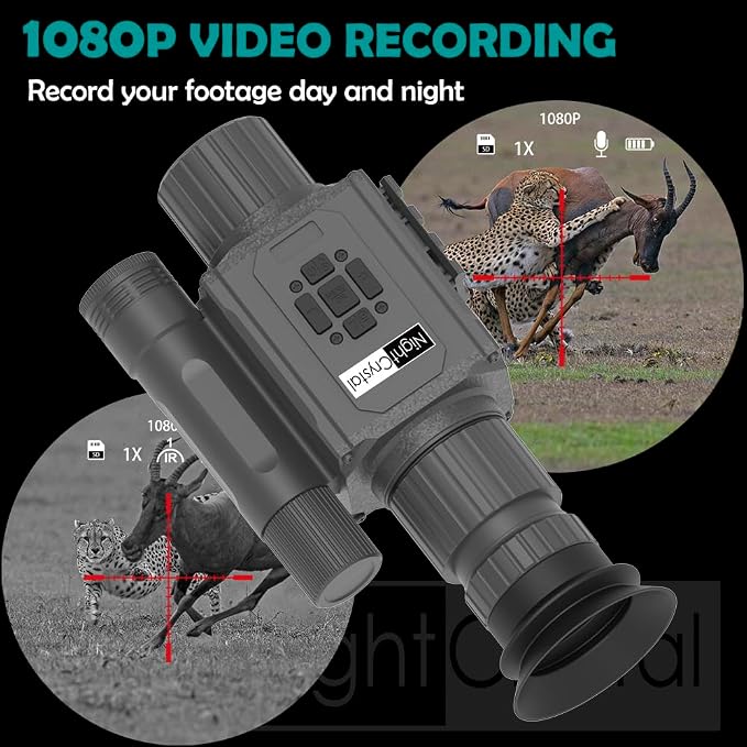 Day Night Vision Scope Digital Monocular Riflescope, 1080p HD, 5X Digital Zoom, Shock Resistant, with Picatinny Mount, Perfect for Hunting and Wildlife Observation (Without Battery)