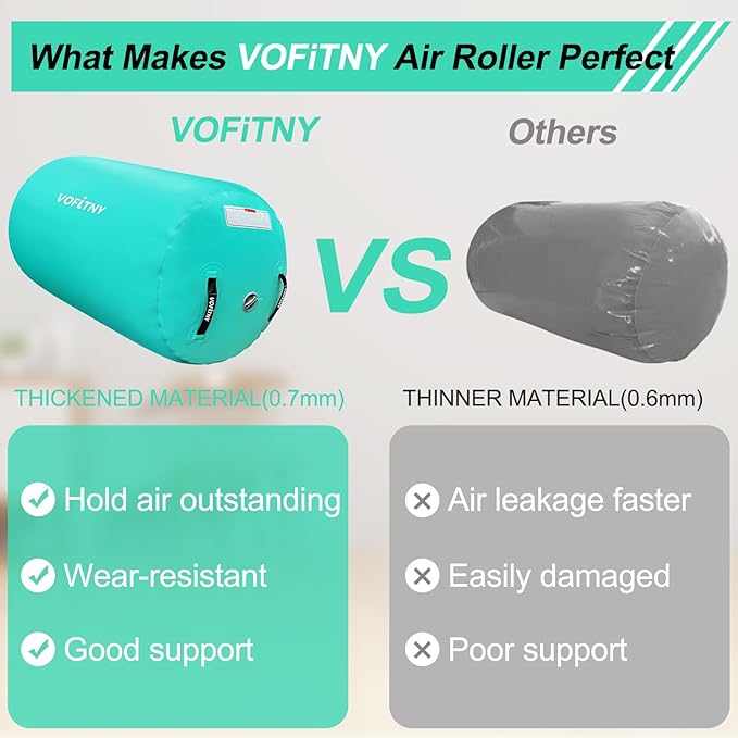 VOFiTNY Inflatable Gymnastics Air mat Tumbling Track with Air Barrel Octagon Mat with Pump for Home/Gym