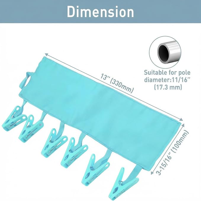 TamBee Portable Hanger Clips Travel Clothesline Travel Hangers Towel Drying Rack Clothing Hanger Folding Portable Sock Dock Swimsuit Drying Rack Hanger with 6 Clips Pack of 3 (Blue)