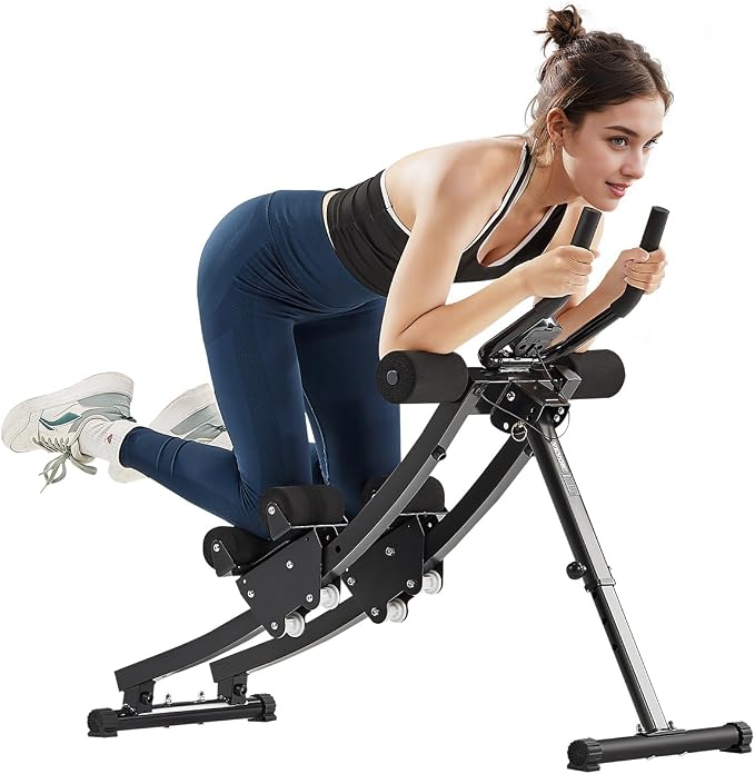 VEVOR AB Workout Machine, Ab Workout Equipment at Home Gym, Core & Abdominal Trainers for Women, 440 lbs Weight Capacity Strength Training Ab Cruncher, Foldable Adjustable Fitness Exerciser