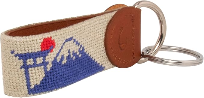 Leather Hand-Stitched Needlepoint Key Fob or Key Chain