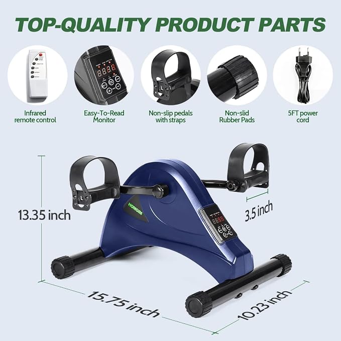 HOMGIM Mini Exercise Bike,Under Desk Bike for Seniors Rehab Training, Motorized Pedal Exerciser for Arm/Leg Fitness & Physical Therapy, 6 Levels Speed Adjustment