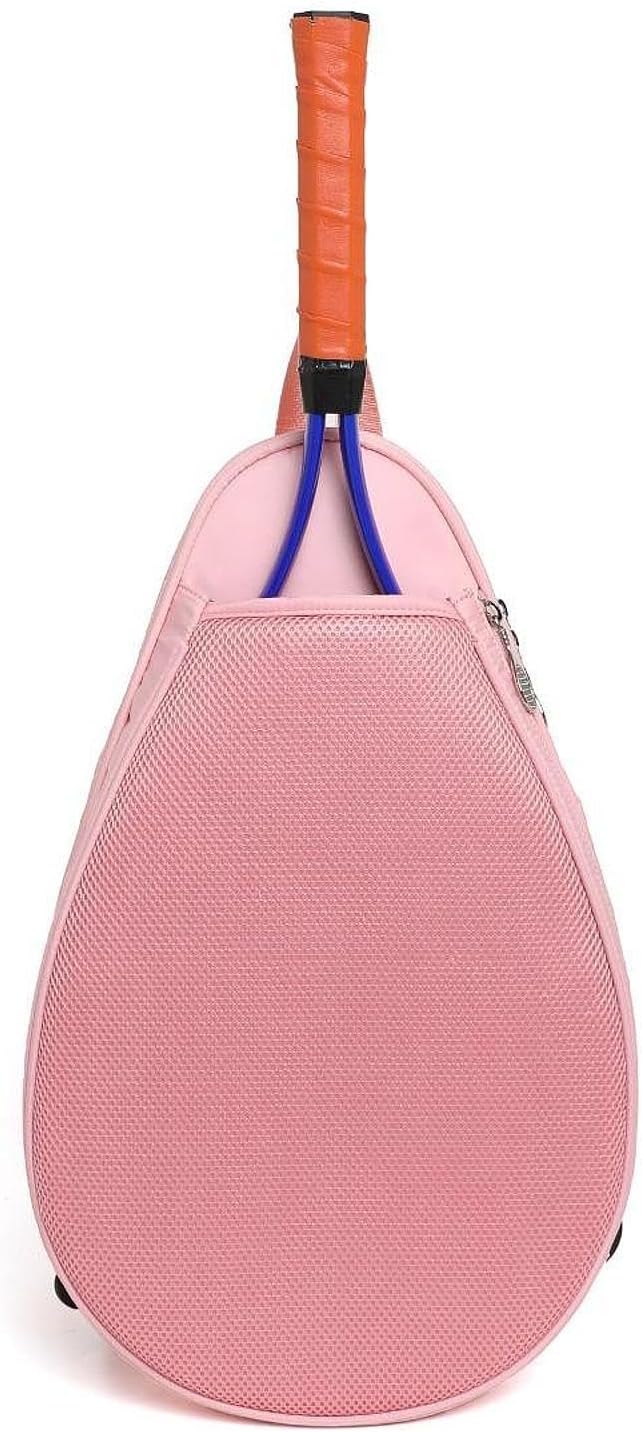 Tennis Racket Bag Waterproof Zipper Paddle Holder Crossbody Shoulder Bag for 1-2 Rackets, Lightweight Versatile Organizer