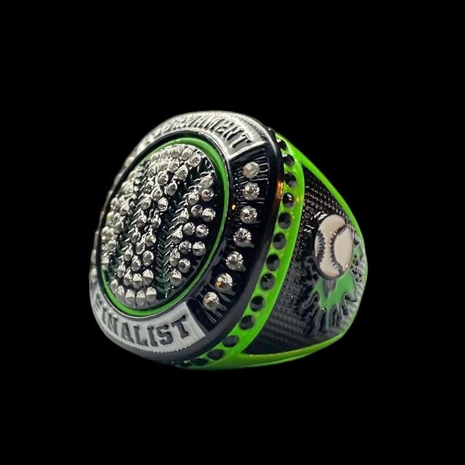 Legacy Rings 1 or 12 Pack Neon Green Baseball Softball Championship Trophy Ring Award for Tournament Champion or Finalist