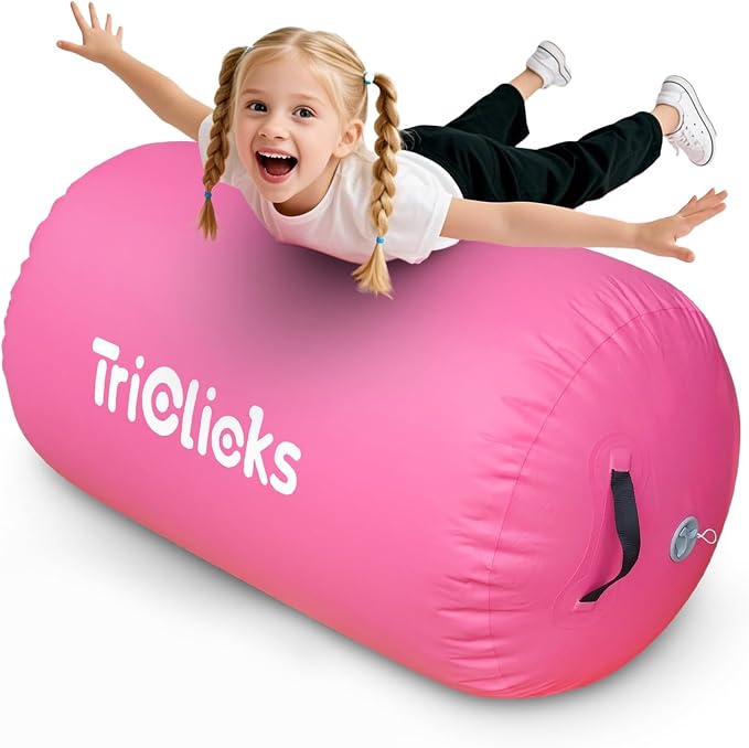 Triclicks Gymnastics Barrel Inflatable Air Roller Barrel Tumble Track Equipment Octagon Mat for Backhandspring Trainer Yoga Cheerleading Home Use Gym Without Pump