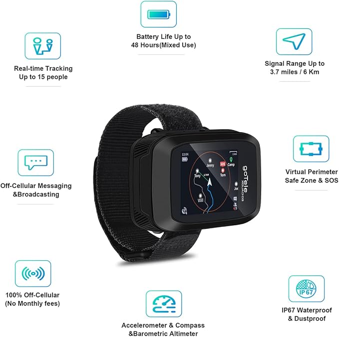 2 Packs GPS Handheld for Hiking Real Time Group Outdoor Exploring Tracking Communication Device Gotele Xquad 03 Off Grid Tracker No Network Required