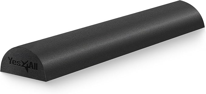 Yes4All Medium Firm PE Half Foam Rollers for Post-Workout Relaxation, 12/18/24/36 inch Foam Roll for Back Massage & Yoga Exercise - Black 24in