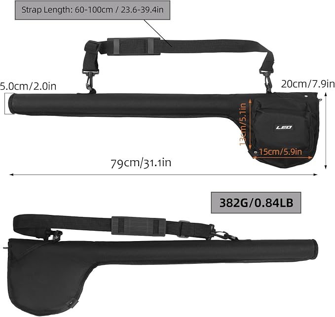 Lixada 31.1 Inch Fishing Rod Case - Portable Pole Storage Tube - Fly Fishing Bag