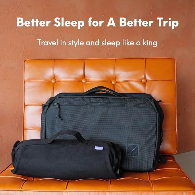 Cushion Lab Travel Deep Sleep Pillow – Compact Memory Foam Neck Pillow for Sleeping, Portable Pillow for Hotels, Camping, Side & Back Sleepers, On-the-Go – Black