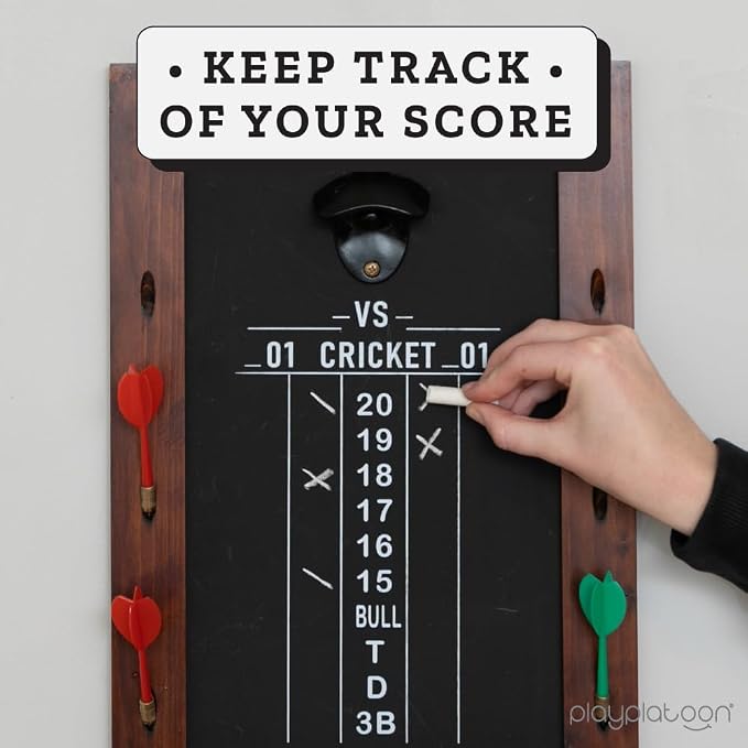 Play Platoon Dart Scoreboard & Darts Holder Wall Mount - Wood Score Board, Professional Darts Accessories, Dart Holder