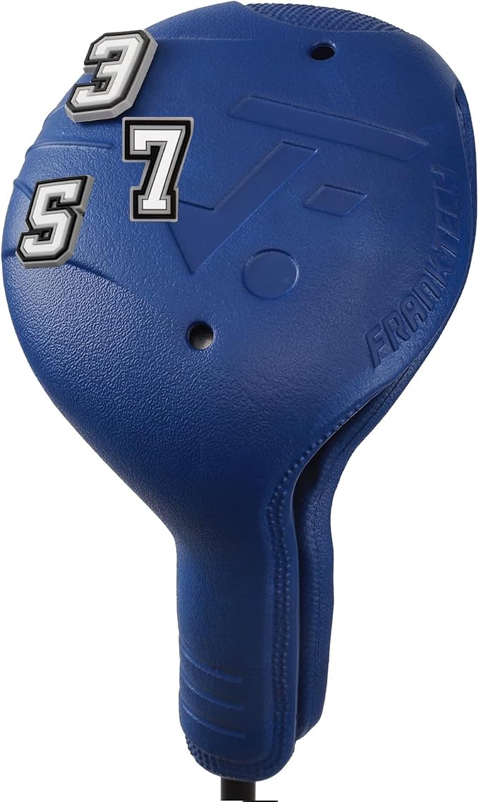 Snap-On Golf Club Covers for Right-Handed Golf Clubs, Easy On Off in 1 Second, Fits 460cc Drivers, Washable EVA Plastic with Shaft Lock, DIY Pins for Customization