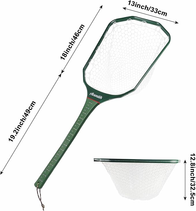 Aventik Fly Floating Fishing Net Carbon Fiber Landing Trout Net Light Weight Clear Rubber Ghost Net Catch & Release