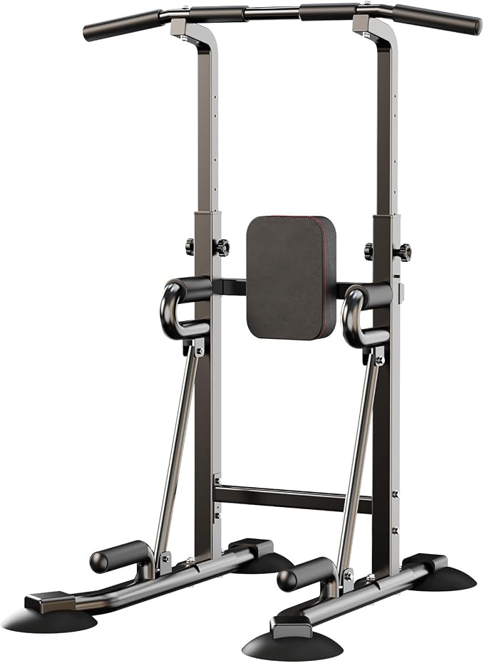 Power Tower Pull Up Bar Station, 450 lbs Capacity, Heavy-Duty 2" Steel Frame, Stable X-Base, Adjustable Dip Station for Home Gym